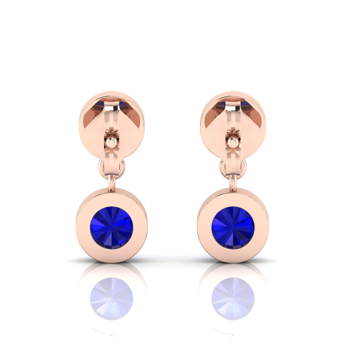 Round Sapphire Rose Gold Platted Drop Earring