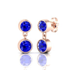 Round Sapphire Rose Gold Platted Drop Earring