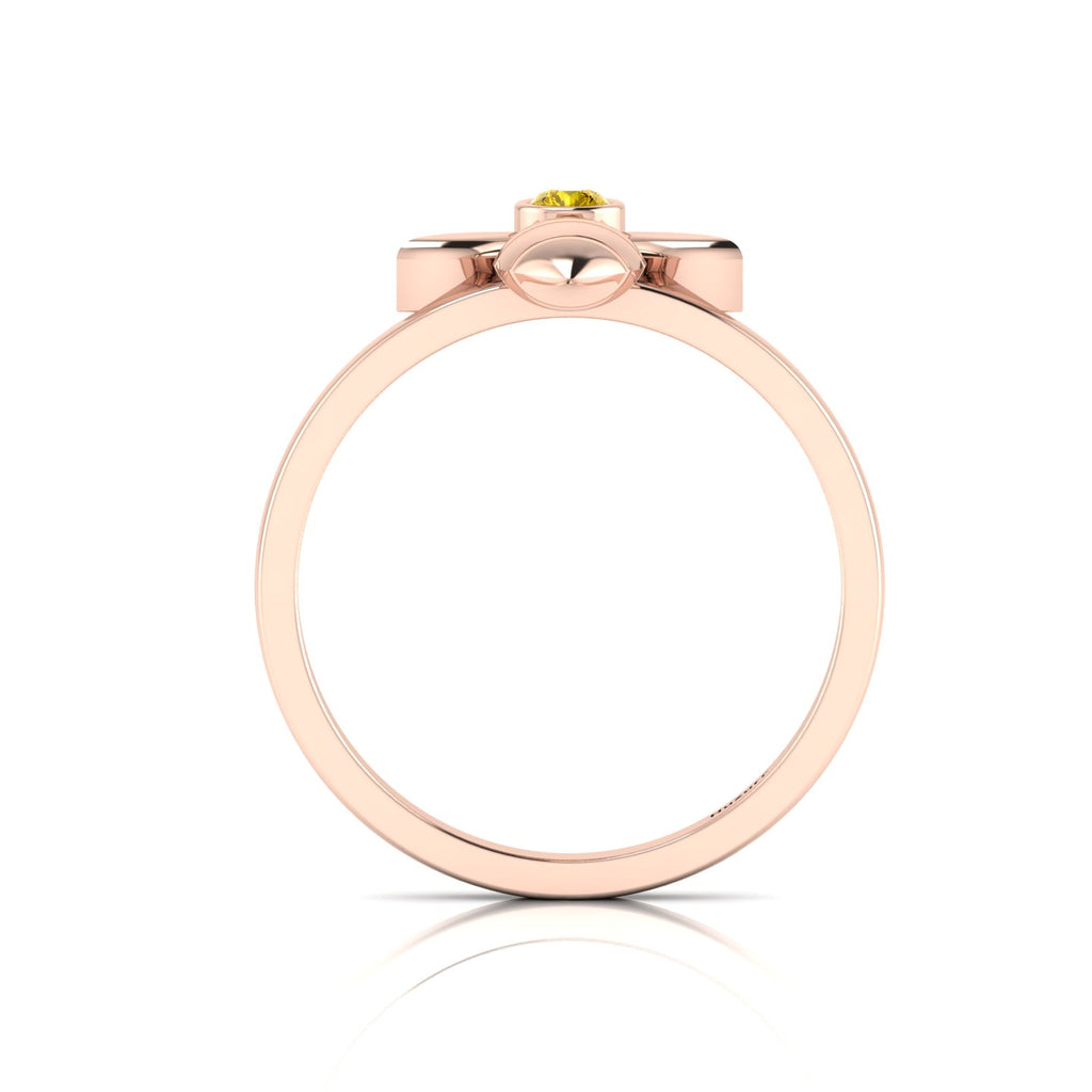 Round Coffee Diamond Rose Gold Plated Solitaire Honeybee Ring