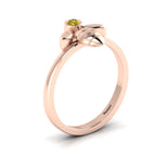 Round Coffee Diamond Rose Gold Plated Solitaire Honeybee Ring