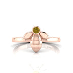 Round Coffee Diamond Rose Gold Plated Solitaire Honeybee Ring