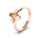 Round Coffee Diamond Rose Gold Plated Solitaire Honeybee Ring