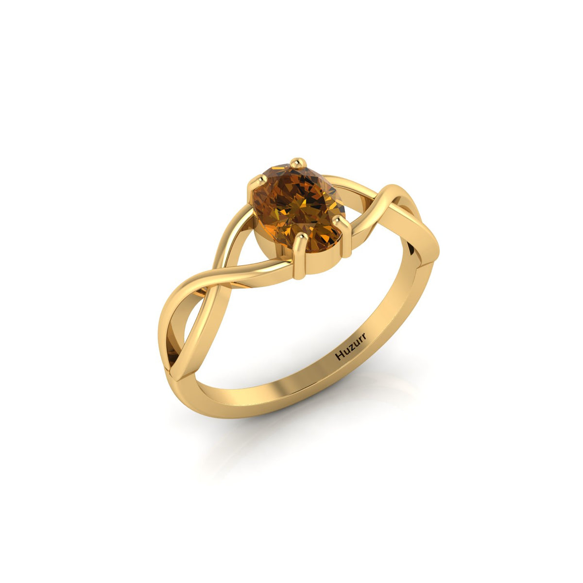 Gold Plated Oval-Cut Coffee Diamond Infinity Twisted Ring