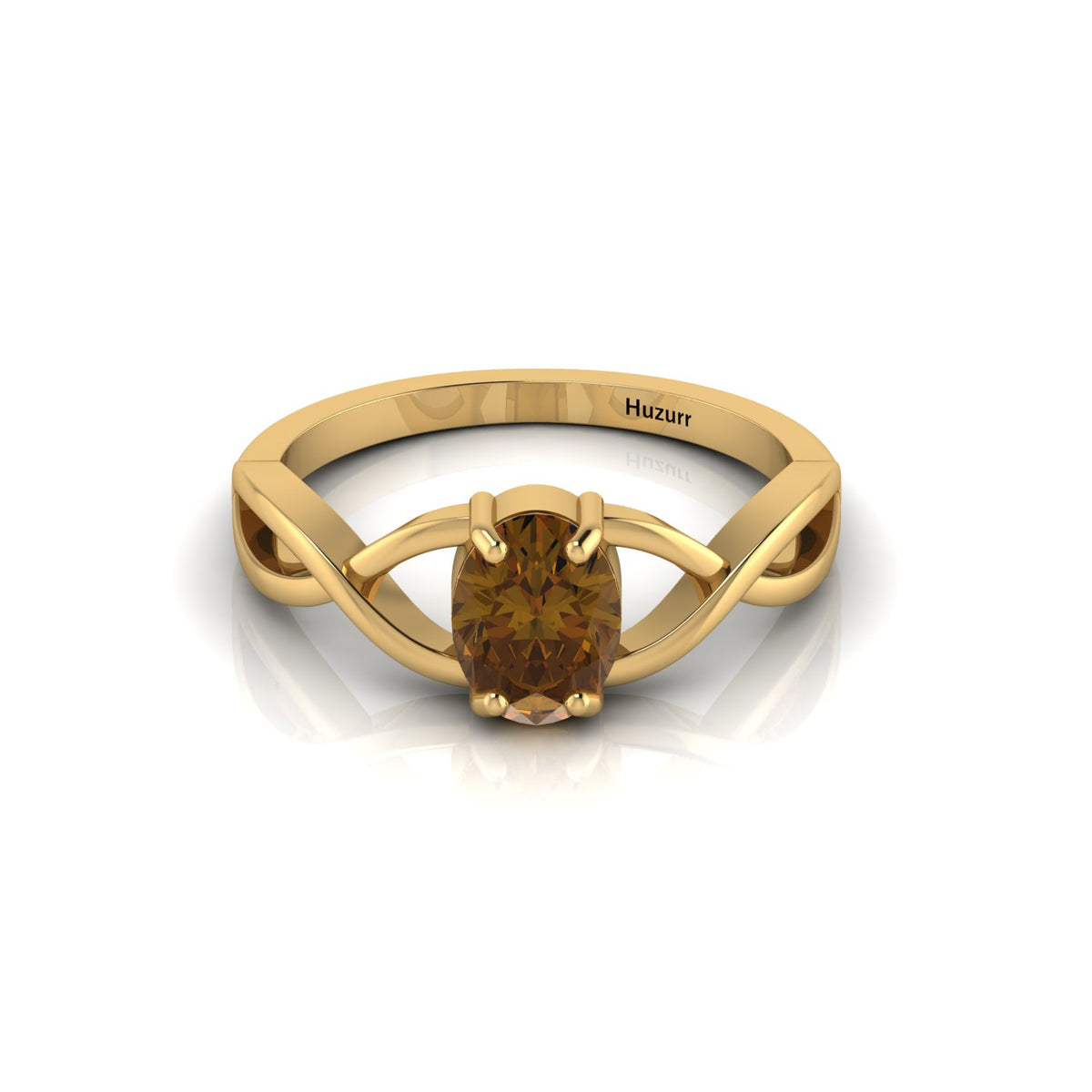 Gold Plated Oval-Cut Coffee Diamond Infinity Twisted Ring