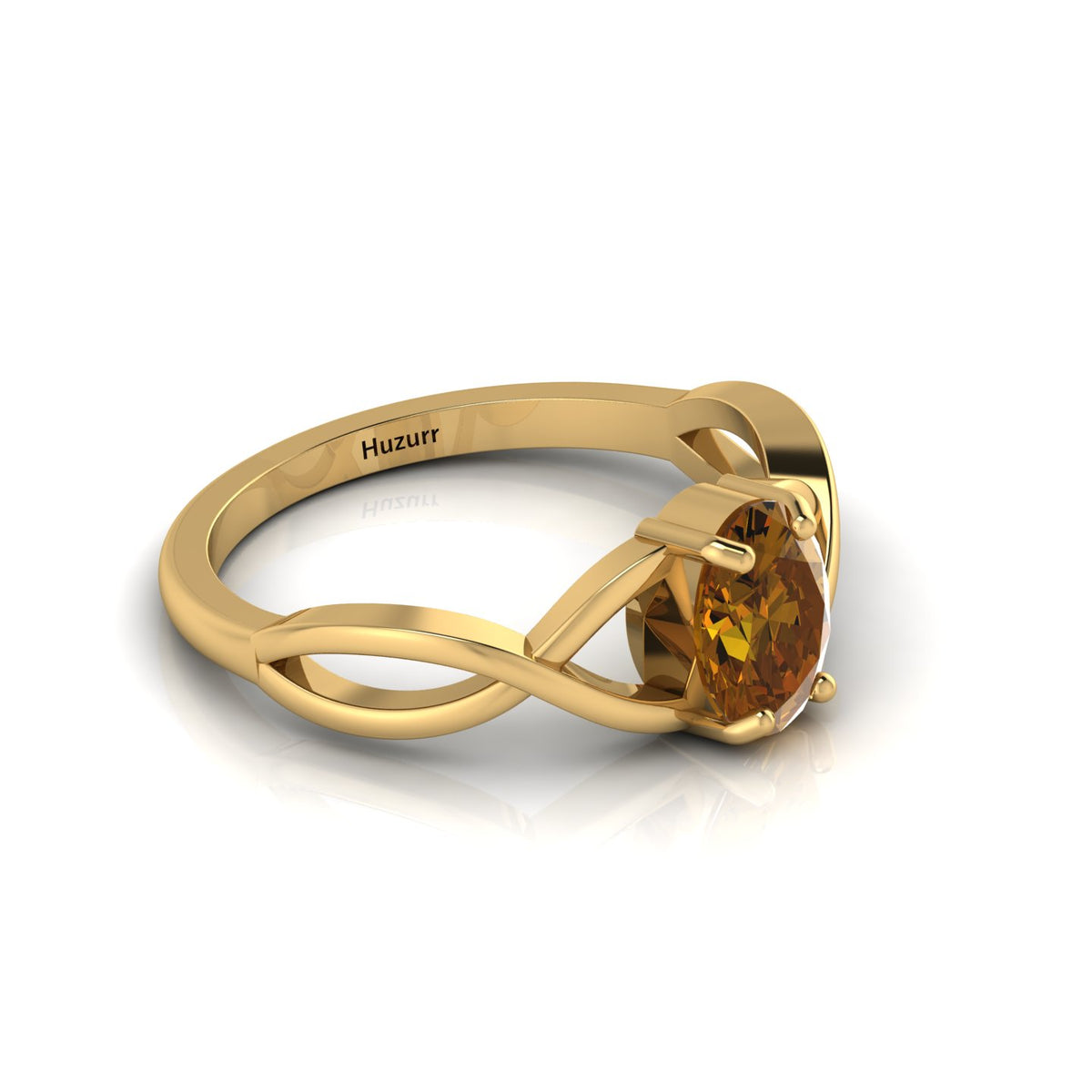 Gold Plated Oval-Cut Coffee Diamond Infinity Twisted Ring
