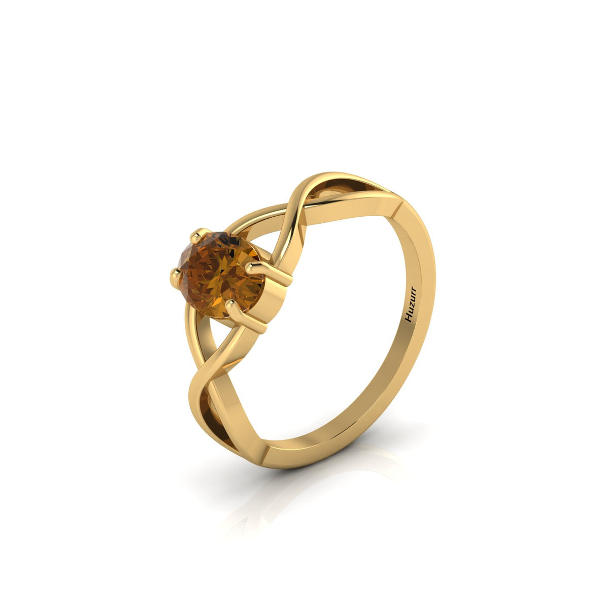 Gold Plated Oval-Cut Coffee Diamond Infinity Twisted Ring