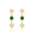 Drops & Danglers Gold Plated Emerald Earrings