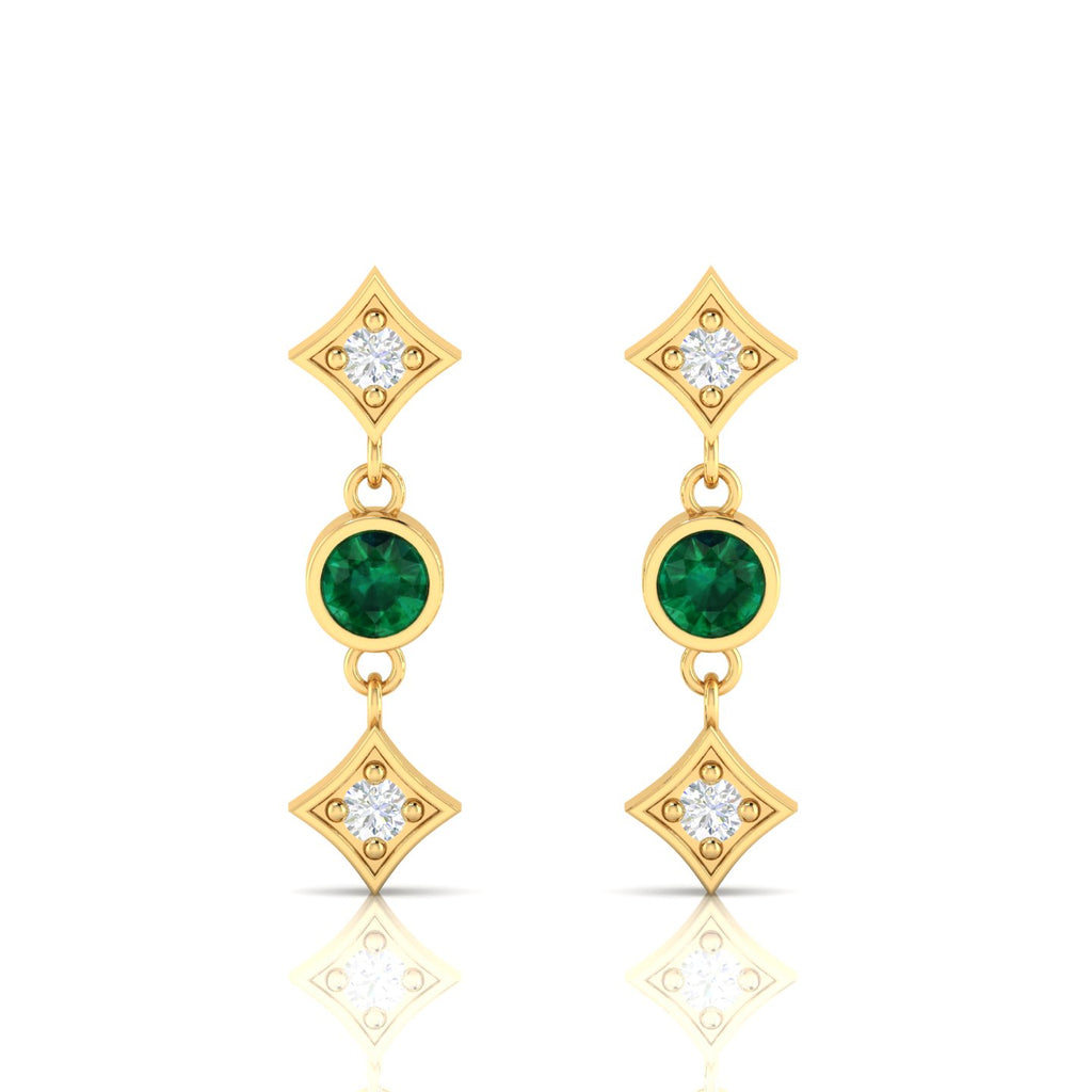 Drops & Danglers Gold Plated Emerald Earrings