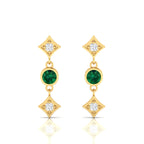 Drops & Danglers Gold Plated Emerald Earrings