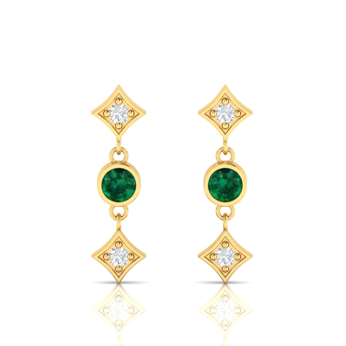 Drops & Danglers Gold Plated Emerald Earrings