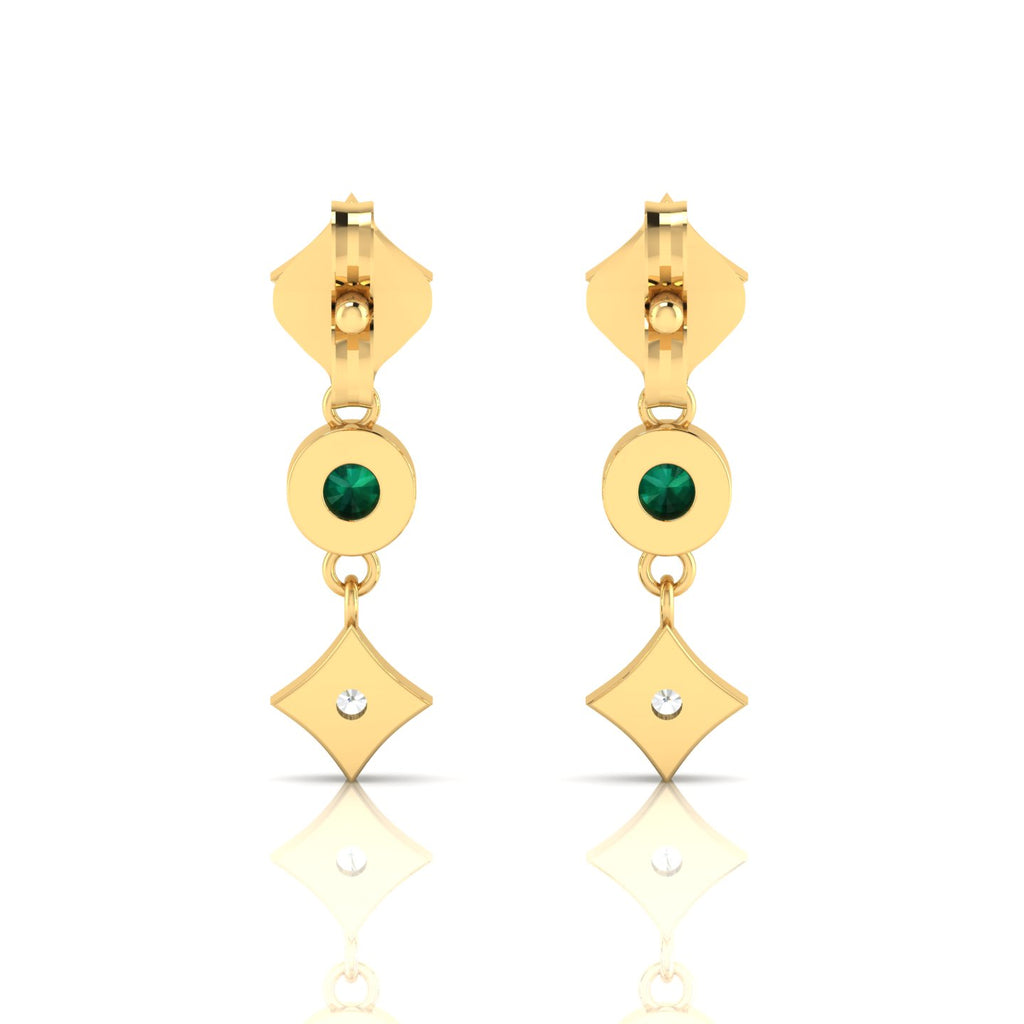 Drops & Danglers Gold Plated Emerald Earrings