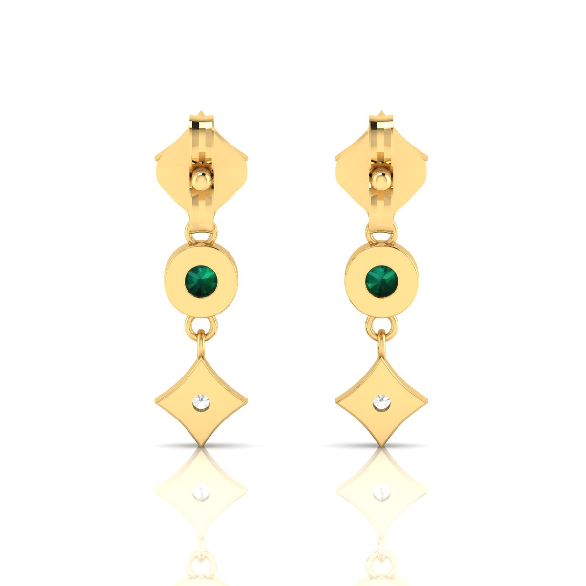 Drops & Danglers Gold Plated Emerald Earrings