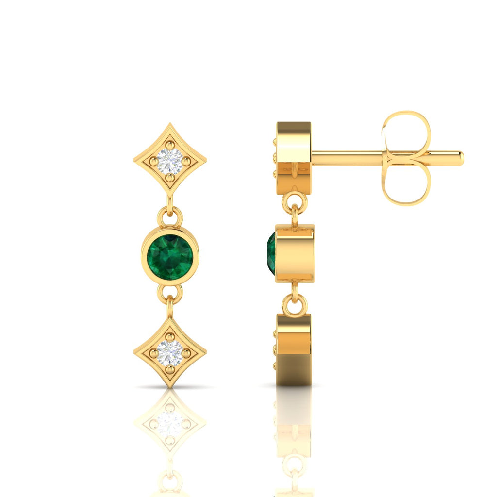 Drops & Danglers Gold Plated Emerald Earrings