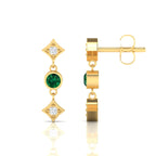 Drops & Danglers Gold Plated Emerald Earrings