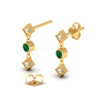 Drops & Danglers Gold Plated Emerald Earrings