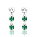 Emerald Drops & Danglers Heart Sterling Silver Earrings