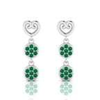 Emerald Drops & Danglers Heart Sterling Silver Earrings
