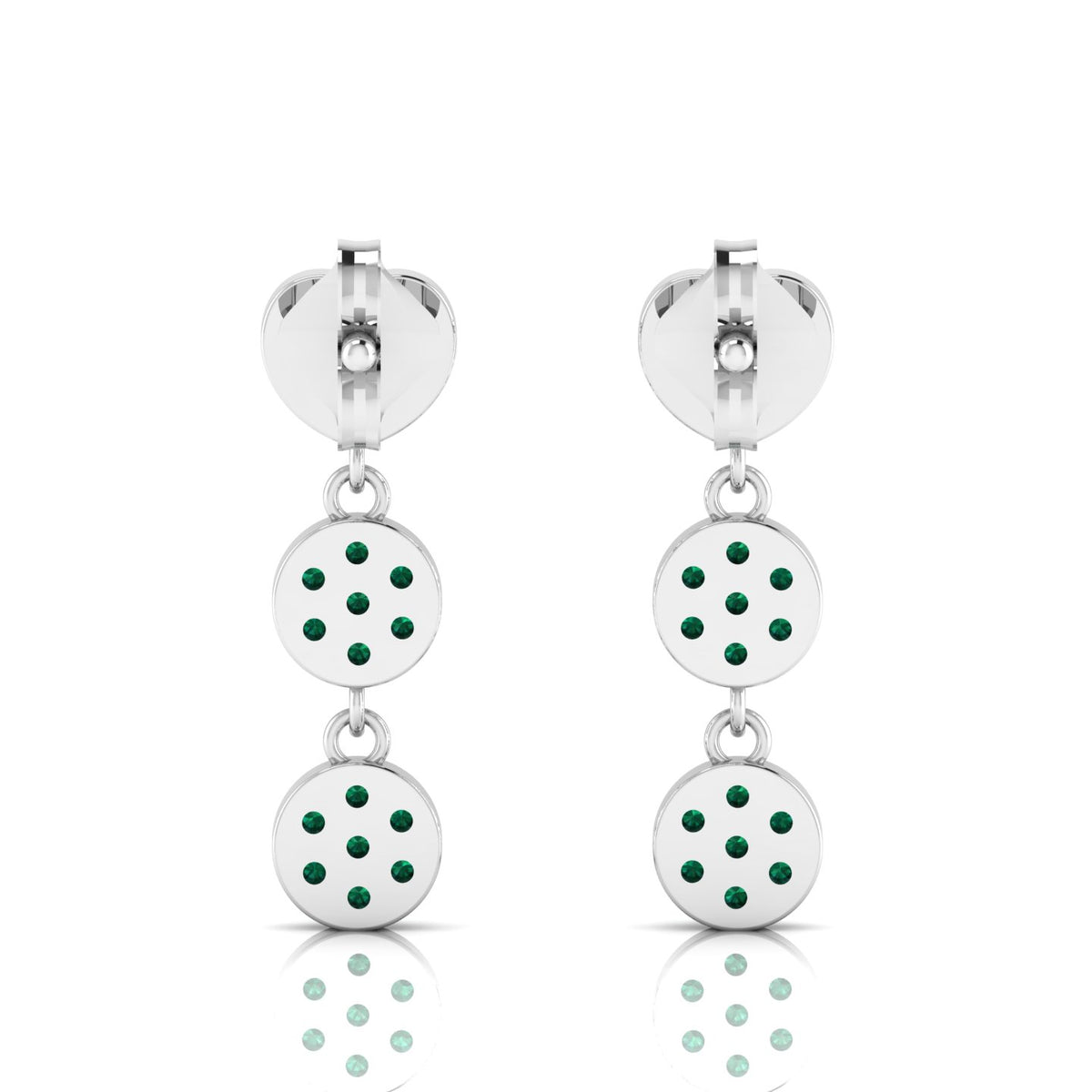 Emerald Drops & Danglers Heart Sterling Silver Earrings