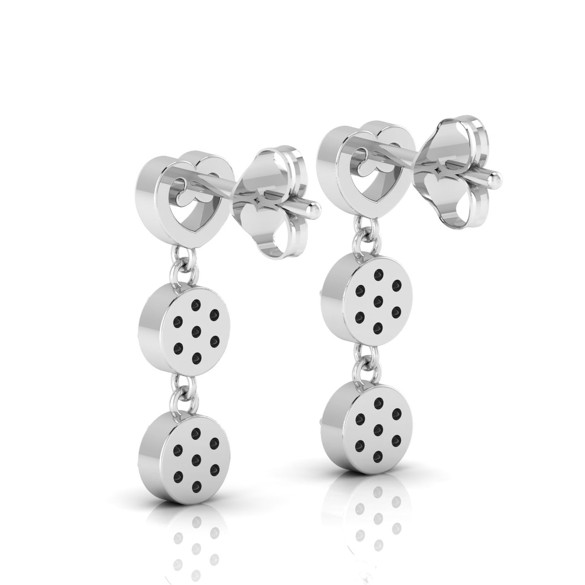 Emerald Drops & Danglers Heart Sterling Silver Earrings