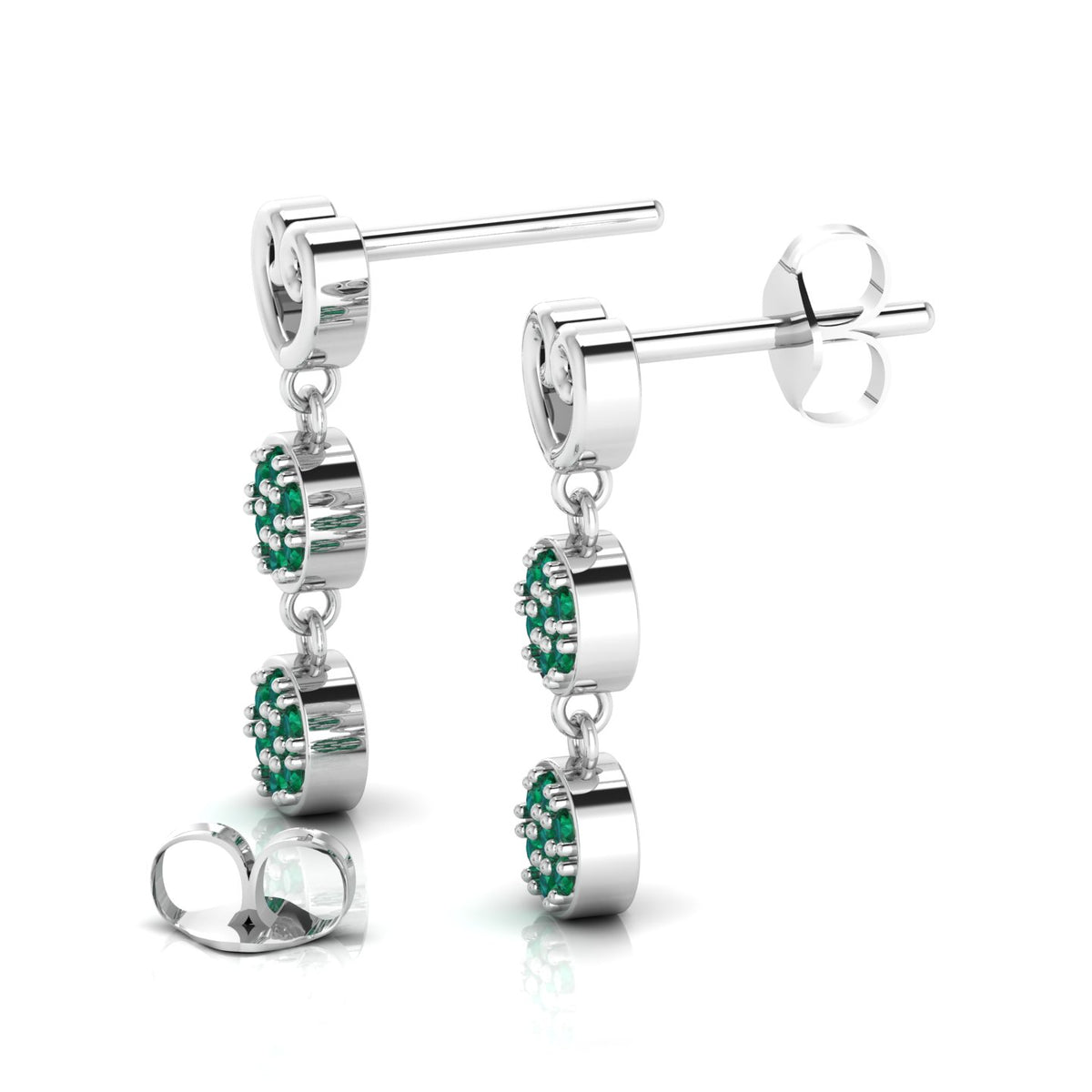 Emerald Drops & Danglers Heart Sterling Silver Earrings