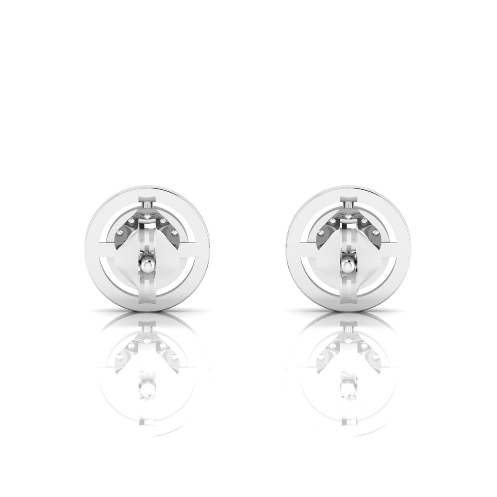 Emerald Round Halo Stud Sterling Silver Earrings