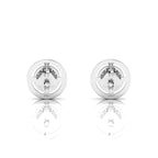 Emerald Round Halo Stud Sterling Silver Earrings