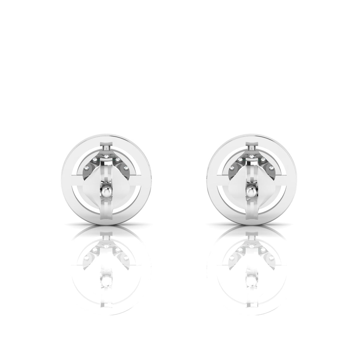Emerald Round Halo Stud Sterling Silver Earrings