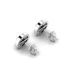 Emerald Round Halo Stud Sterling Silver Earrings
