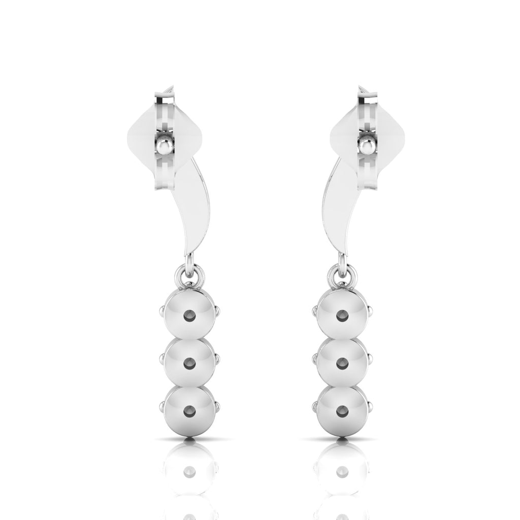 Sterling Silver Wavy Line Drop Emerald Earrings