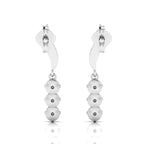 Sterling Silver Wavy Line Drop Emerald Earrings