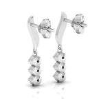 Sterling Silver Wavy Line Drop Emerald Earrings