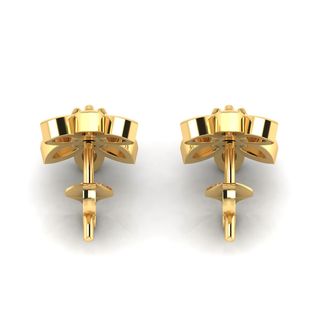 Floral Gold Plated Ruby Studs Earrings