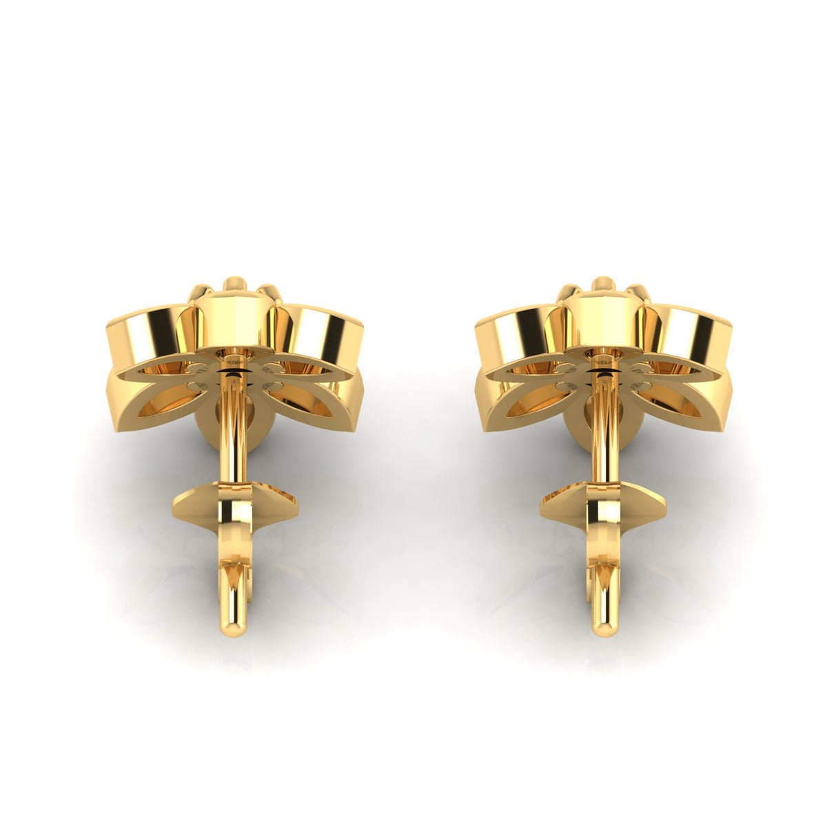 Floral Gold Plated Ruby Studs Earrings