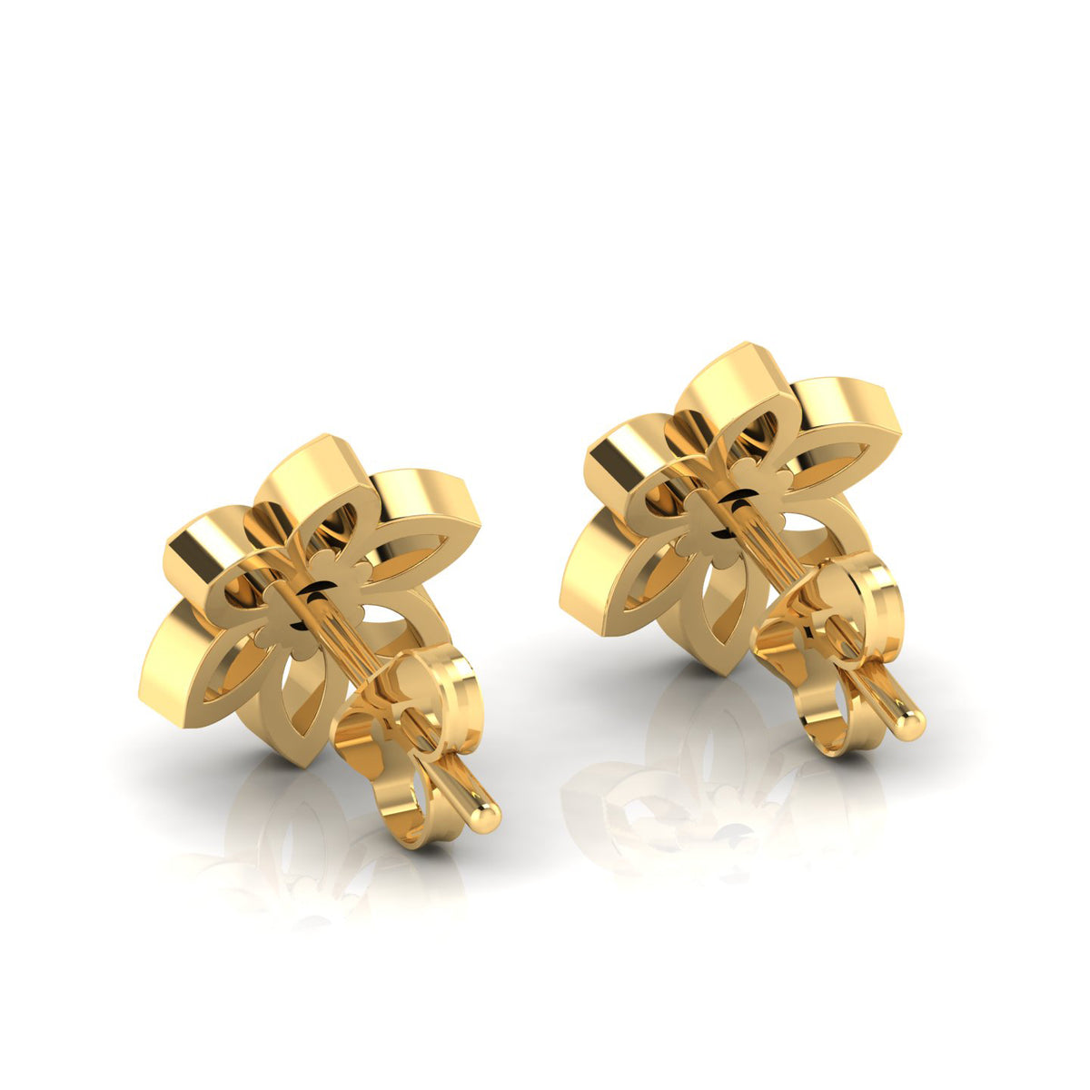 Floral Gold Plated Ruby Studs Earrings