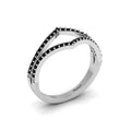 Round Black Diamond Double 925 Silver Wishbone Solitaire Ring