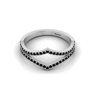 Round Black Diamond Double 925 Silver Wishbone Solitaire Ring