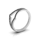 Round Black Diamond Double 925 Silver Wishbone Solitaire Ring