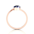 Rose Gold Plated Marquise Cut Lab Created Diamond Bypass Solitaire Ring