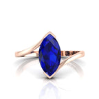 Rose Gold Plated Marquise Cut Lab Created Diamond Bypass Solitaire Ring