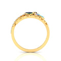 Multicolor Stone Floral Cocktail Adjustable Gold Plated Two Tone Ring