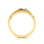 Multicolor Stone Floral Cocktail Adjustable Gold Plated Two Tone Ring