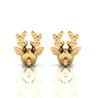 Round Opal Gold Plated Deer Antlers Stud Earrings