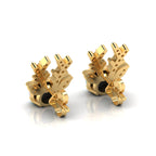 Round Opal Gold Plated Deer Antlers Stud Earrings