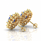Oval Blue Sapphire & Diamond Gold Plated Earrings
