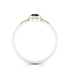 Tear Drop Style Black Diamond Flower Two Tone Gold Plated Solitaire Ring
