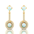 Round Opal Gold Plated Halo Dangle & Drop Earrings
