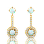 Round Opal Gold Plated Halo Dangle & Drop Earrings