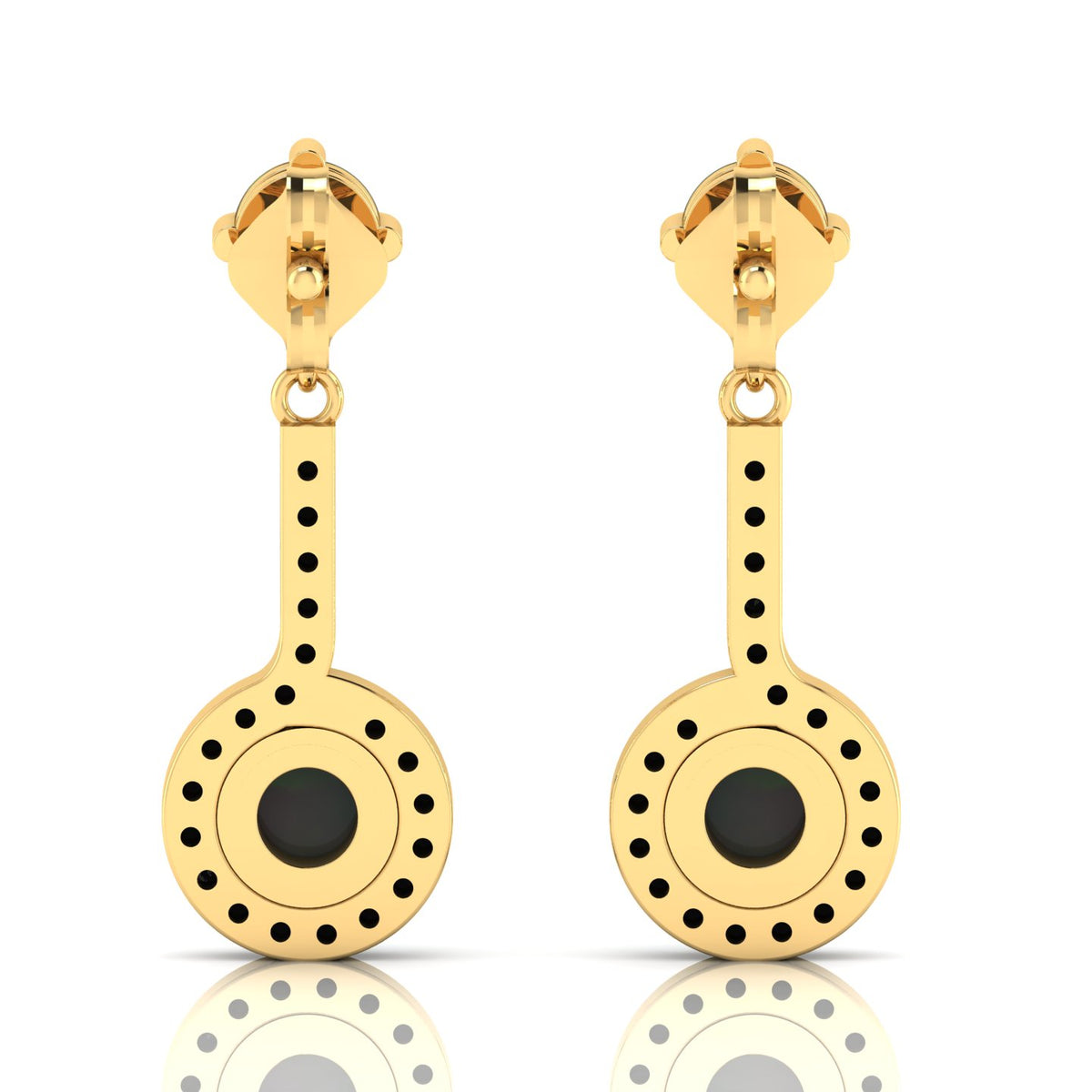 Round Opal Gold Plated Halo Dangle & Drop Earrings