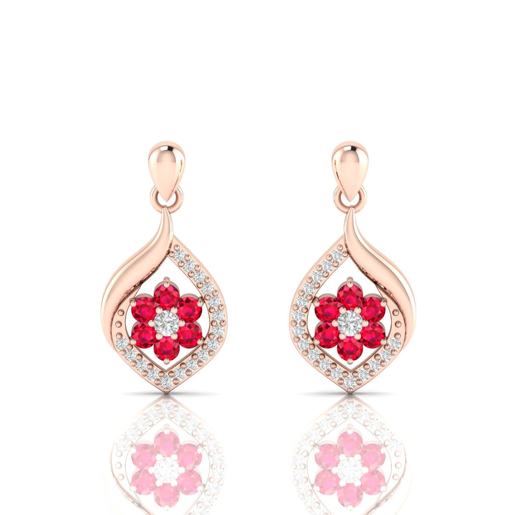 Ruby Rose Gold Plated Classic Flower Drop Earrings