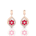 Ruby Rose Gold Plated Classic Flower Drop Earrings